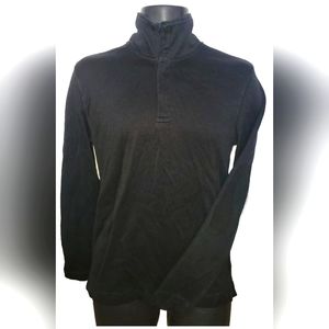 Banana Republic L/S Pullover 1/4 Zip Sweater Men’s Small Elbow Pads Black Shirt